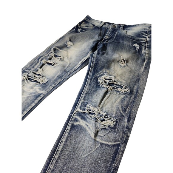 Encrypted Skinny Fit Jeans Mens Sz 30 Blue Denim Grunge Distressed Streetwear - Picture 7 of 10